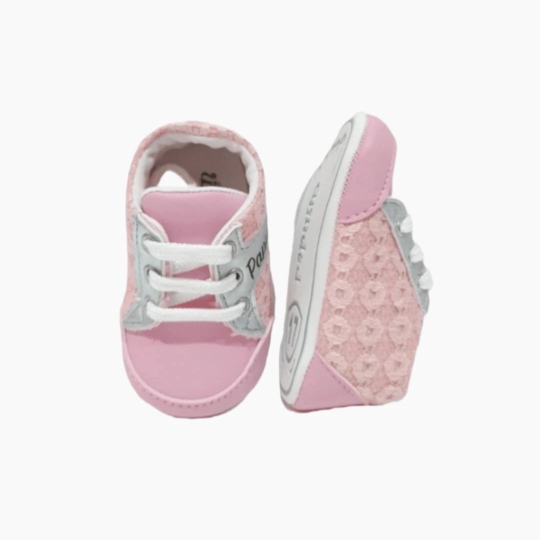 Pink Lace Baby Sneakers - Soft Sole