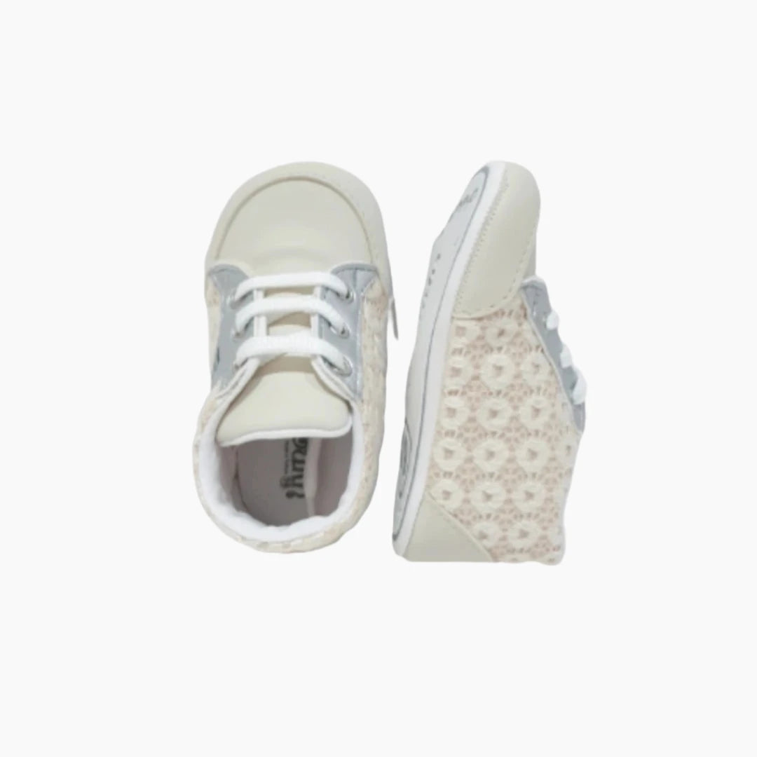 Beige Lace Baby Sneakers - Soft Sole