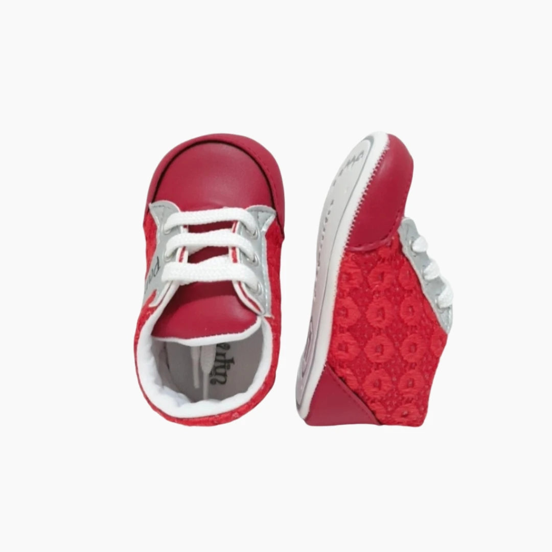 Red Lace Baby Sneakers - Soft Sole